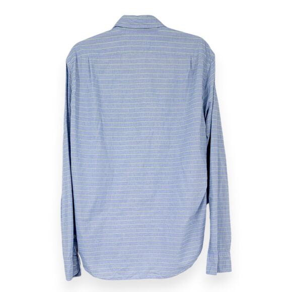 J.Crew Slim Fit Button-Down Shirt Men's Large Blue Green Striped, Mauritius Made - Picture 2 of 4